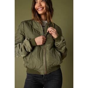Lulus Style Expedition Olive Green Quilted Bomber Jacket - Size S